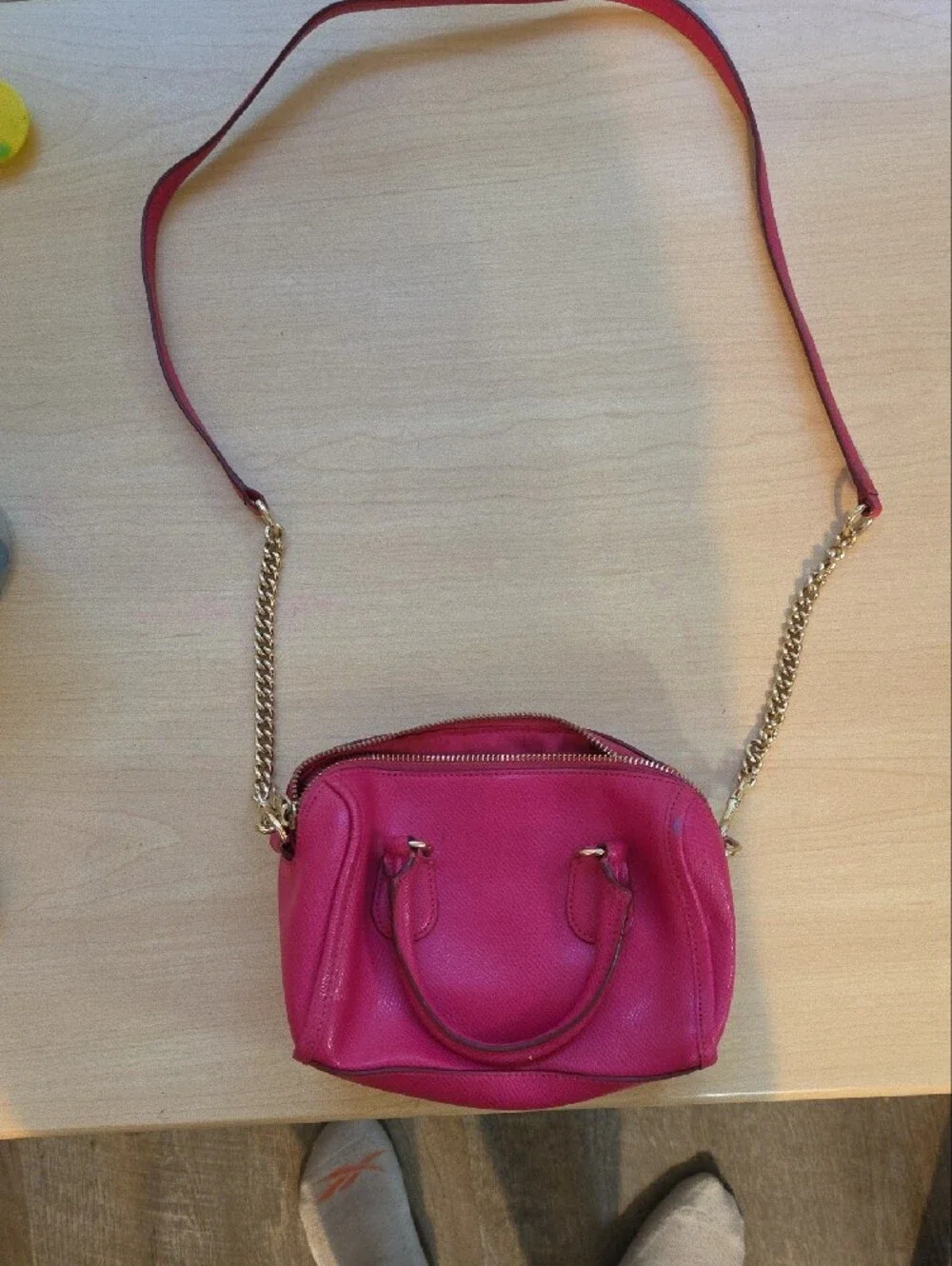 Coach Fuchsia Leather Crossbody Bag with Gold Hardware
